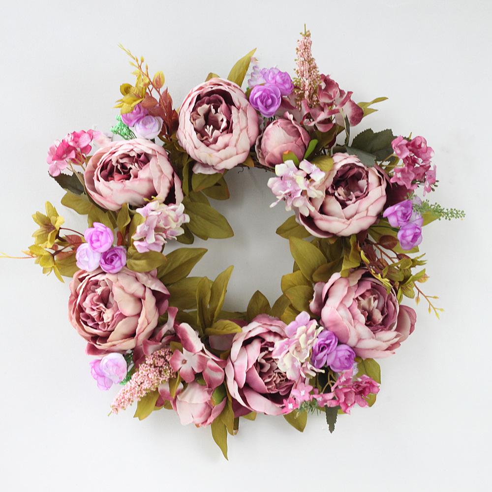 Artificial Peony Wreath Garland Rattan Home Decor Wedding Wreath Flower Home Door Decoration Wedding Centerpieces for Tables