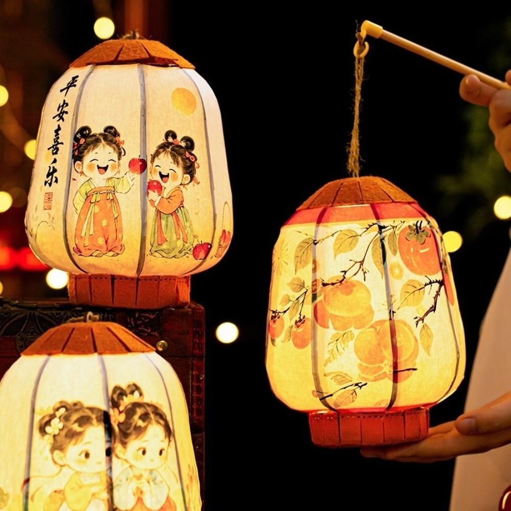 Traditional New Year Lantern Good Luck Handmade Luminous Lantern LED Lighting Decorative Ancient Style Lantern Spring Festival
