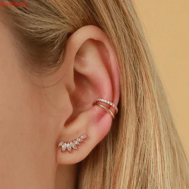 Dames 925 Zilveren Oorstekers Kristal Zirconia Waterdruppels Stud Hoops Goud Huggie Oorbellen Premium Luxe Feest Sieraden