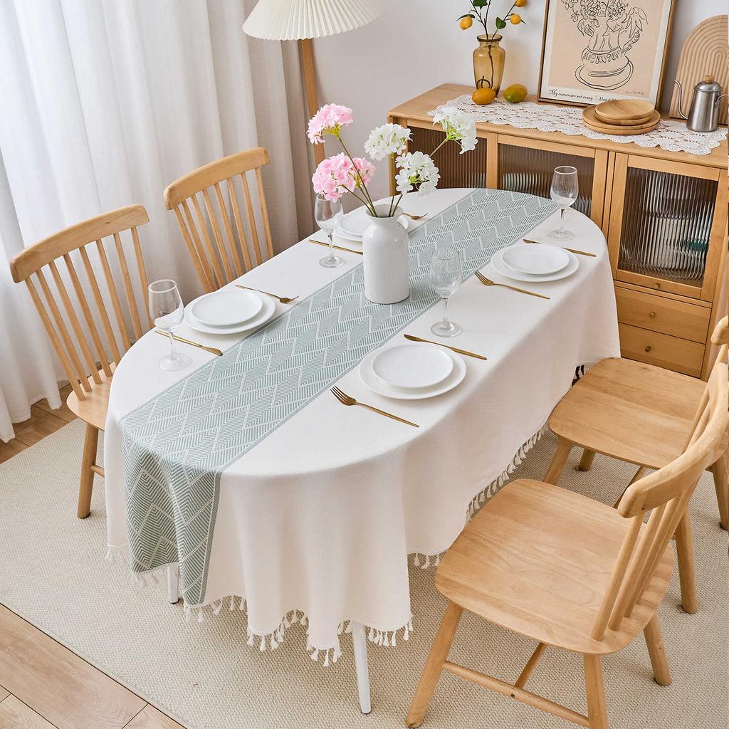 Oval Tablecloth Waterproof Fabric Dining Table Cloth Cover Cloth Light Luxury High-End Coffee Table Cloth Cover Towel West Dining Table Tablecloth