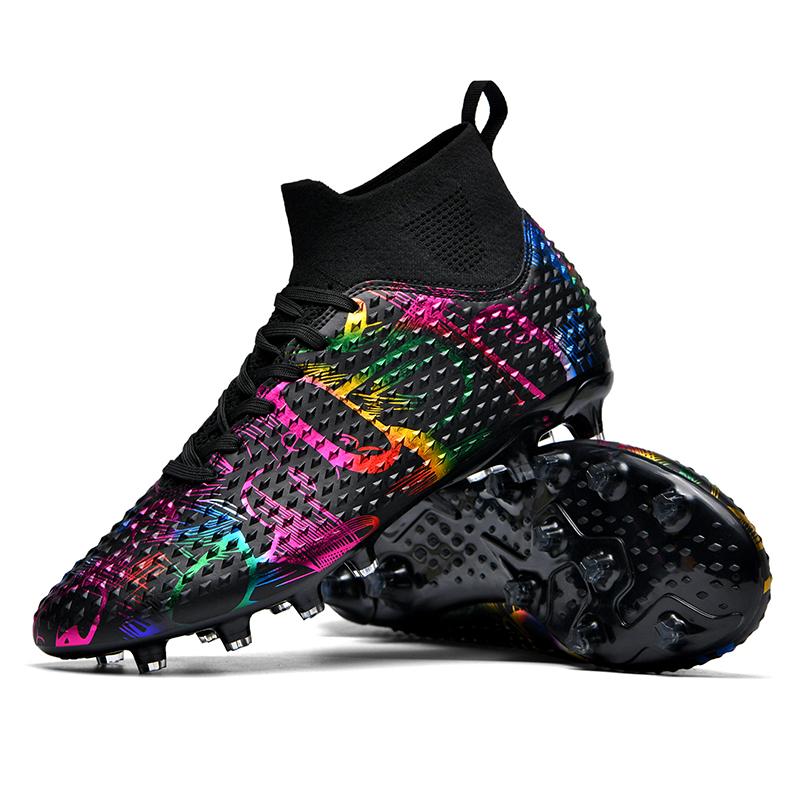 31-46 Children Graffiti Football Boots High-quality Artificial Lawn Socks Outdoor Men's Long Nail Sports Football Boots