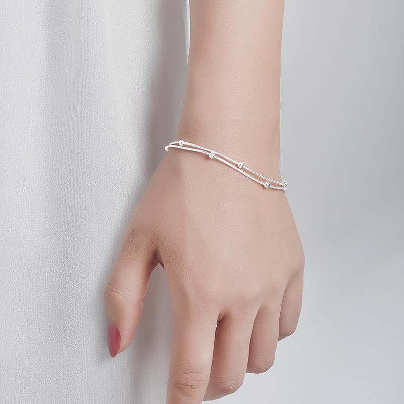 Fashion New Women Fine Jewelry 925 Sterling Silver Beads Bracelet & Bangle Charm Bracelet Adjustable Wedding Gift