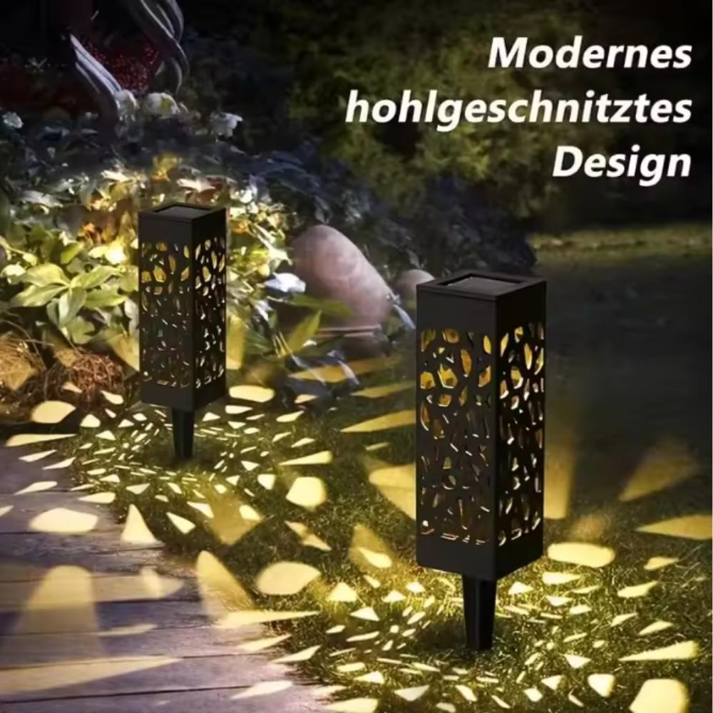 Solar Garden Pathway Lights Waterproof LED Lawn Lamps with Unique Hollow Patterns Sensor for Outdoor Decorative Illumination
