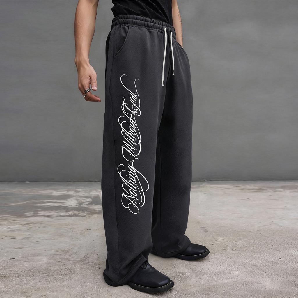 Letter-Printed Men's Avant-Garde Streetwear Activewear Loose-Fit Pants, Outdoor Activewear Jogging Pants