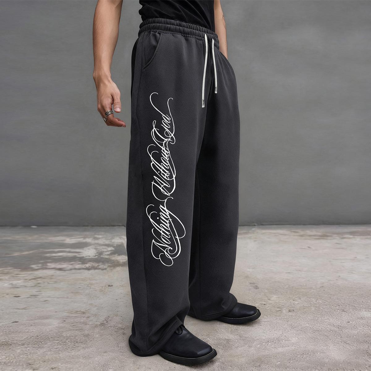 

Мужские авангардные брюки streetwear с принтом, спортивные брюки свободного кроя, брюки для активного отдыха и бега L чёрный
