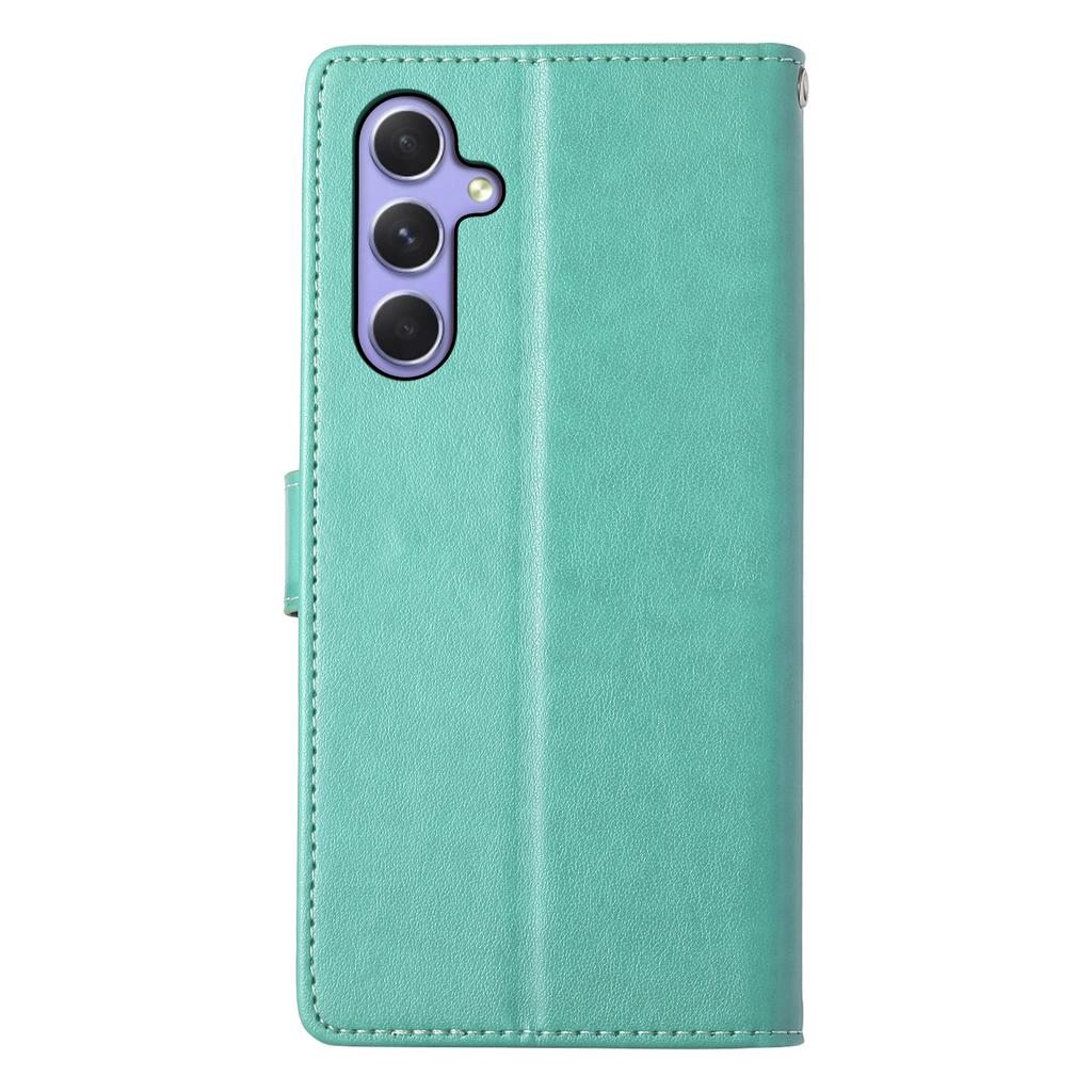 For Samsung Galaxy A16 5G/4G Wallet Case Butterfly Floral Imprint PU Leather Phone Cover with Wrist Strap