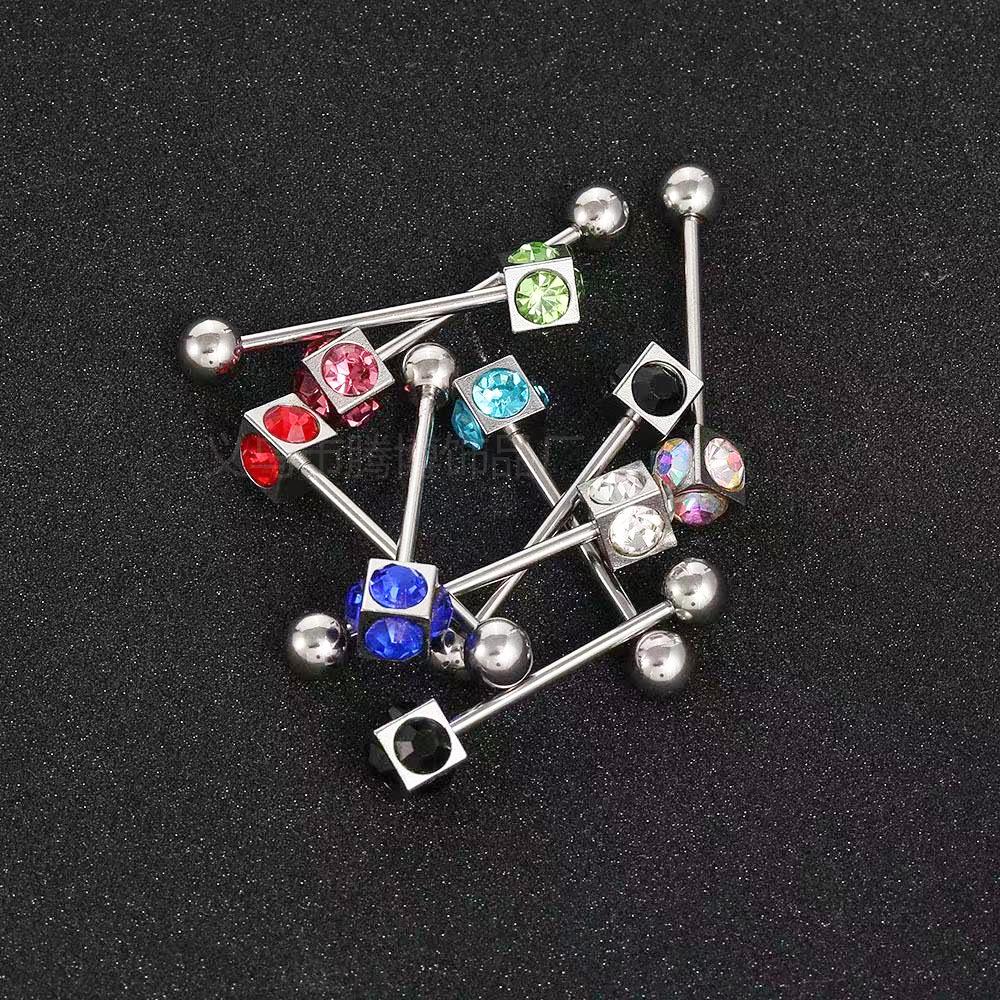 Fashionable Cubic Zirconia Tongue Stud & Nipple Ring Body Piercing Jewelry