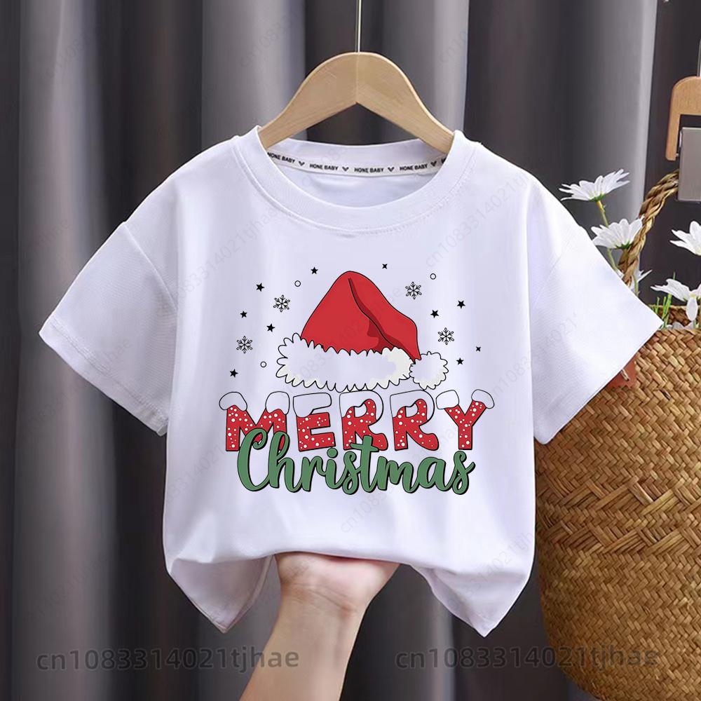 Merry Christmas Moose Graphics Kids Tshirts for Babys Santa Claus Christmas Party T-Shirt for Boys T Shirts for Girl Tops Tees