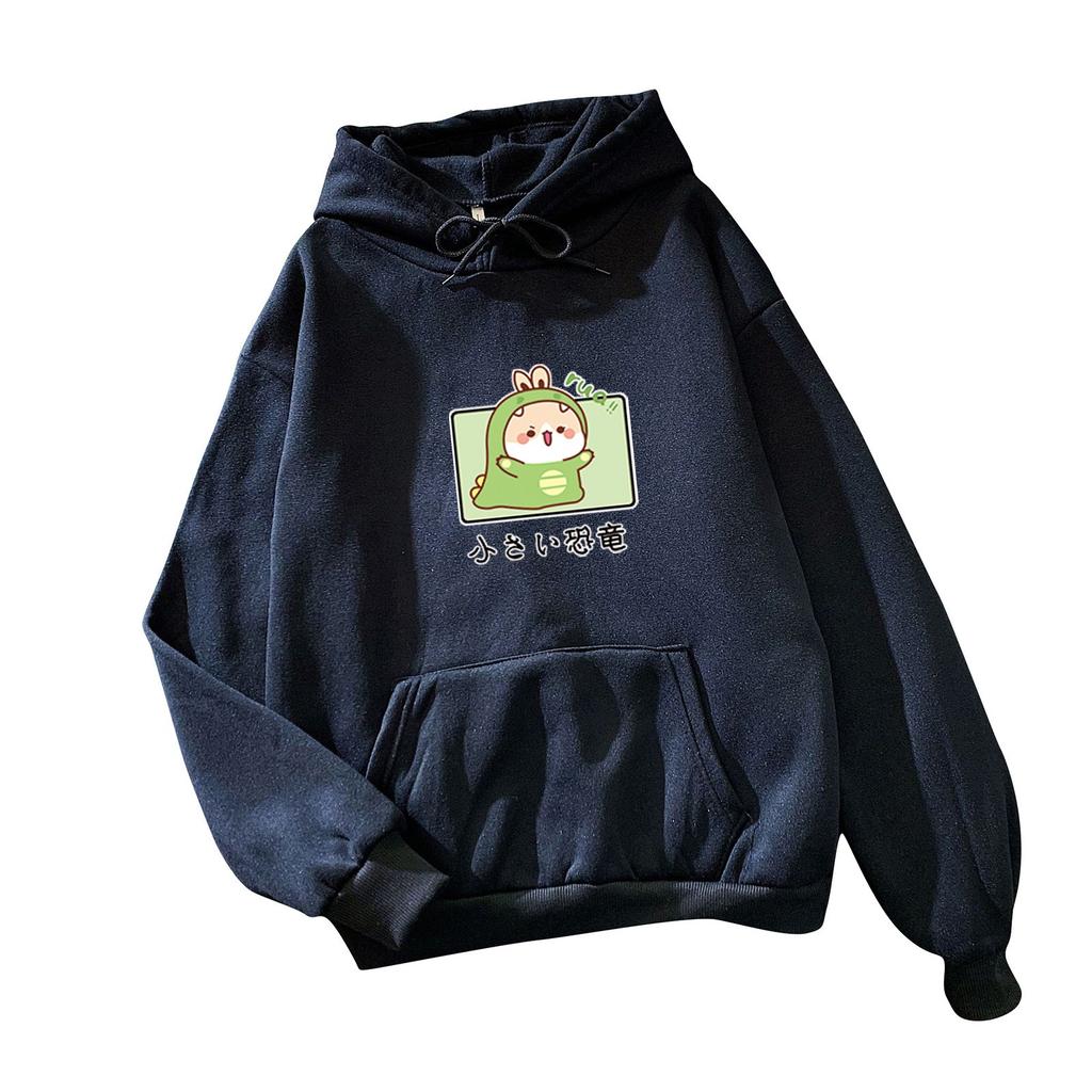 Dámská móda ležérní mikina s kapucí, volný sportovní svetr s potiskem