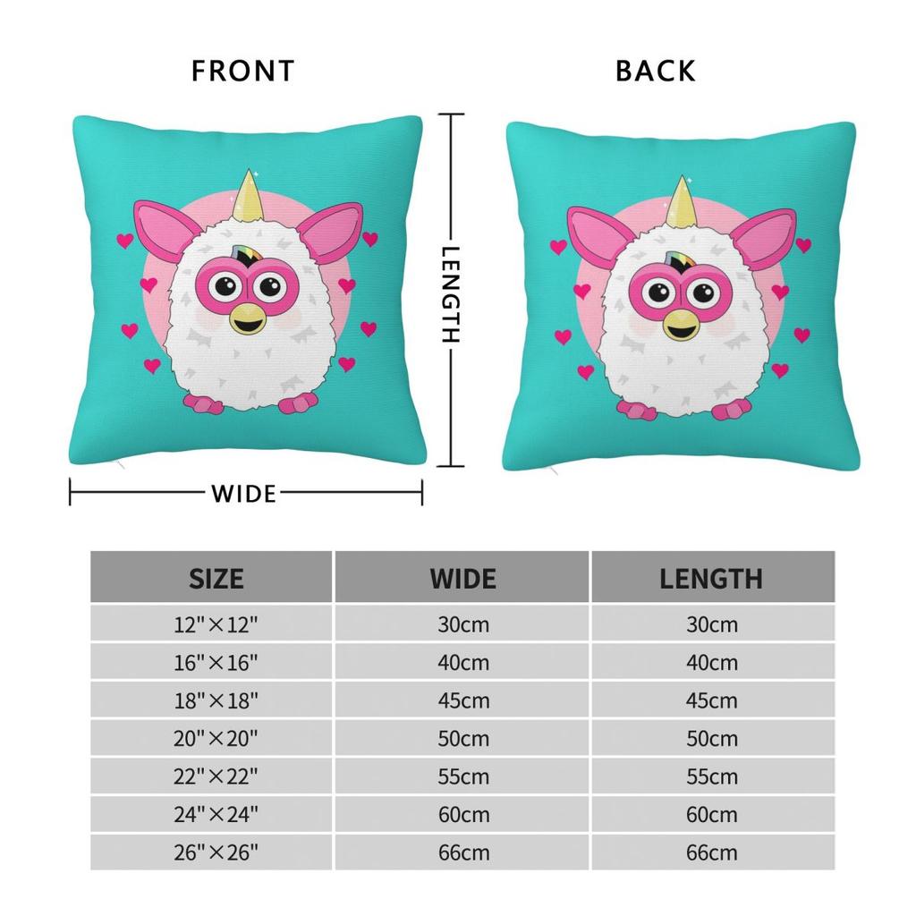 90s Furby Unicorn Square Pillowcase Cushion Cover Pillow Case Throw Pillow Cover for Home Sofa Living Room