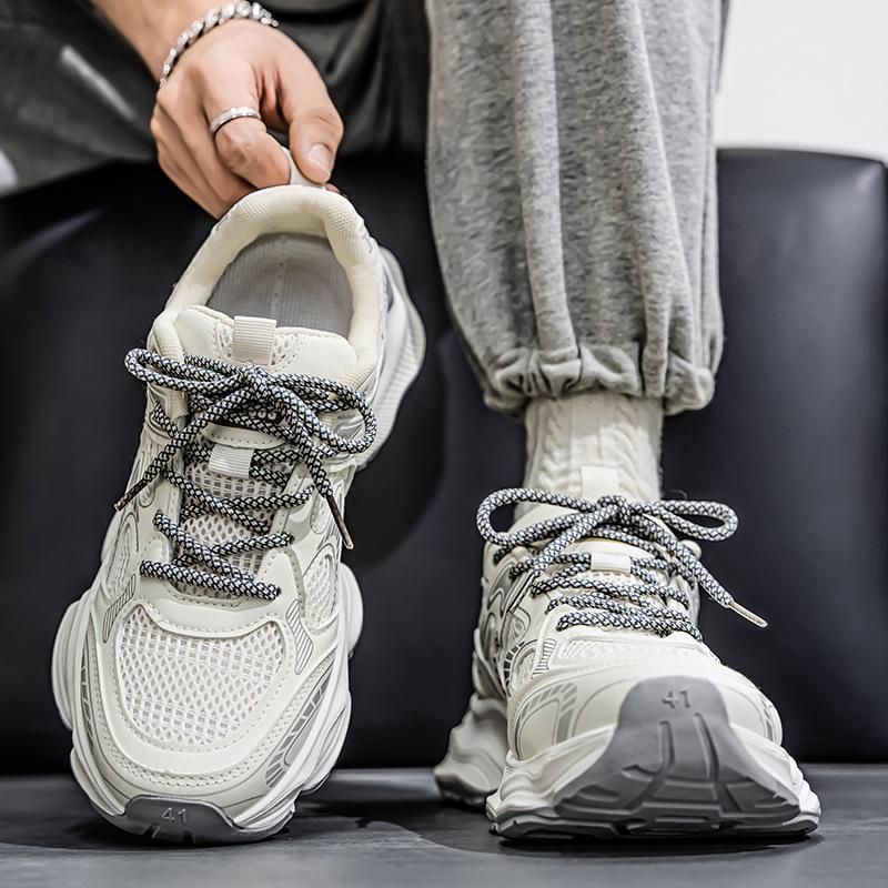 Men's Trendy Spring Mesh Running Shoes - Breathable, Thick-Soled, Casual Sneakers