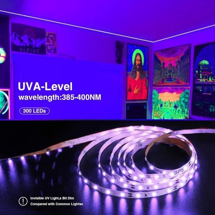 Ruban led uv - onforu - 5m - 300 leds - 12v - lumière violette - eclairage ambiance