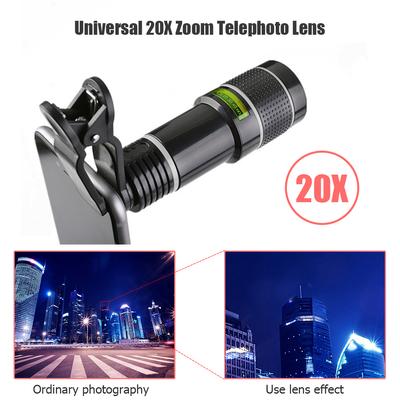 20-8X Zooms Mobile Phone Camera Lens with Clip Telephoto Lens External Telescope with Universal Clip for Watch Football Game