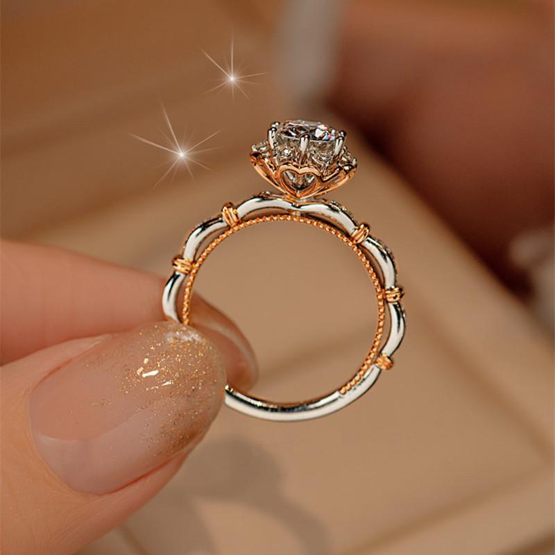 

Runaway Princess Moissanite Rose Ring: One-Carat Diamond-Style, Adjustable Women s Wedding Bouquet. Adjustable (Stackable)