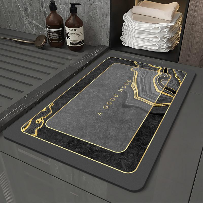 Light luxury style soft bathroom absorbent floor mat, quick drying anti fouling foot mat, washable bathroom