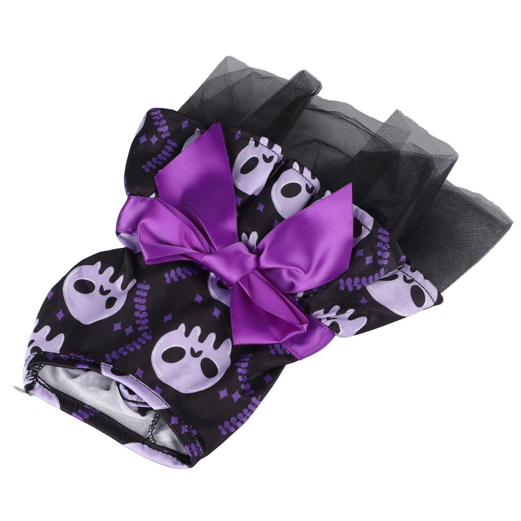 Dog Halloween Dress Skull Face Comfortable Polyester Washable Pet Dress for Puppy Skull