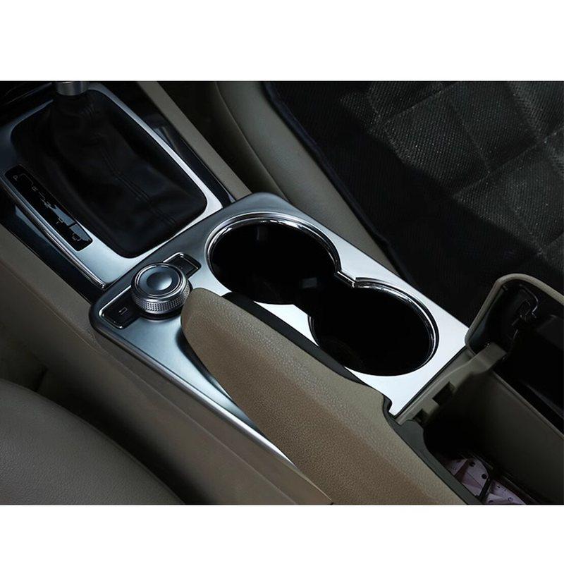 LHD Car Center Console Water Cup Holder Panel Cover Trim Fit For Mercedes Benz GLK X204 2008-2015 Silver Stainless Steel