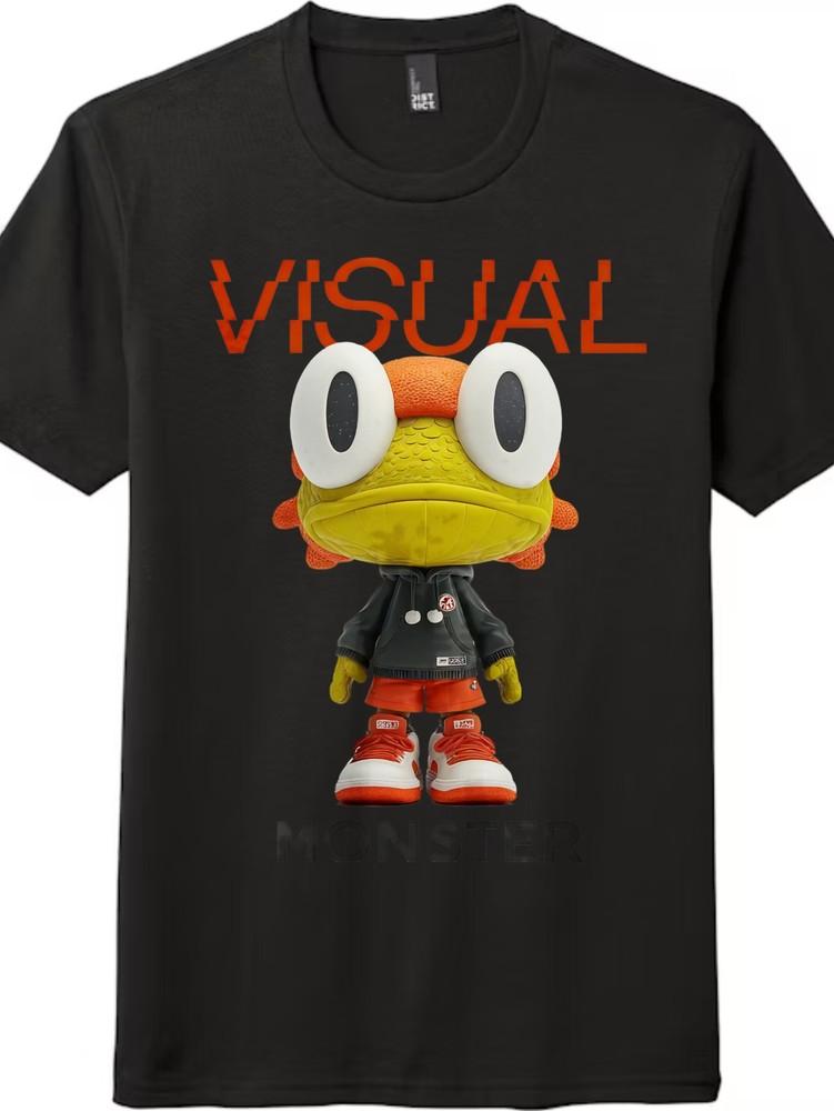 

Unisex Casual Cartoon Tee Visual Monster Debuts!Trendy Toy-Style Monster T-shirt 3XL