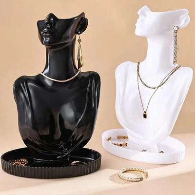 Porträt Halskette Präsentationsständer Schmuck Ohrringe Anhänger Halsmodell Kunststoff Schaufensterpuppe für Schaufenster Auslage