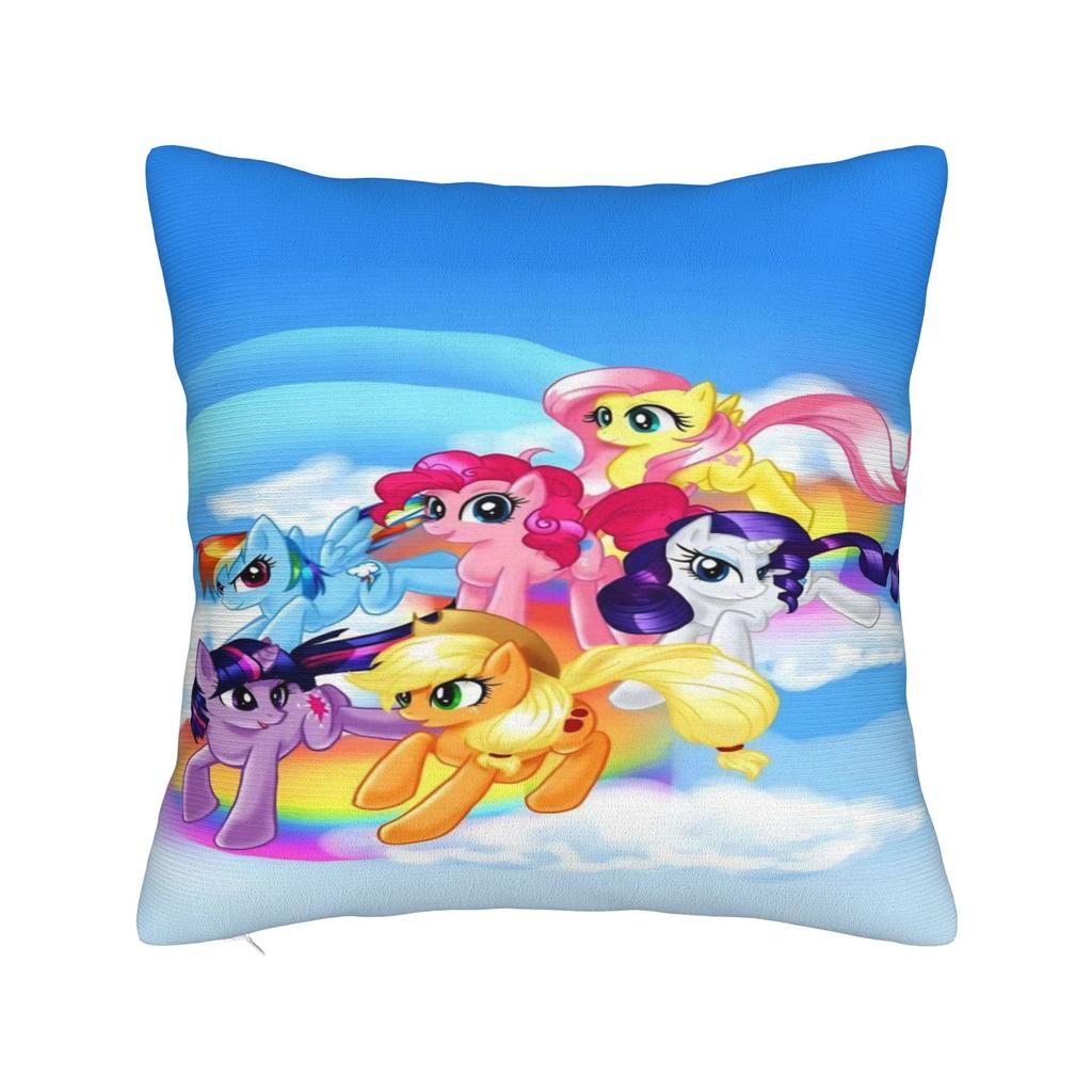 Cute M-My Cartoon P-Pony L-Little Pillow Cover Rainbow Novelty Pillow Case For Sofa Home Decor Soft Pillowcases Gift