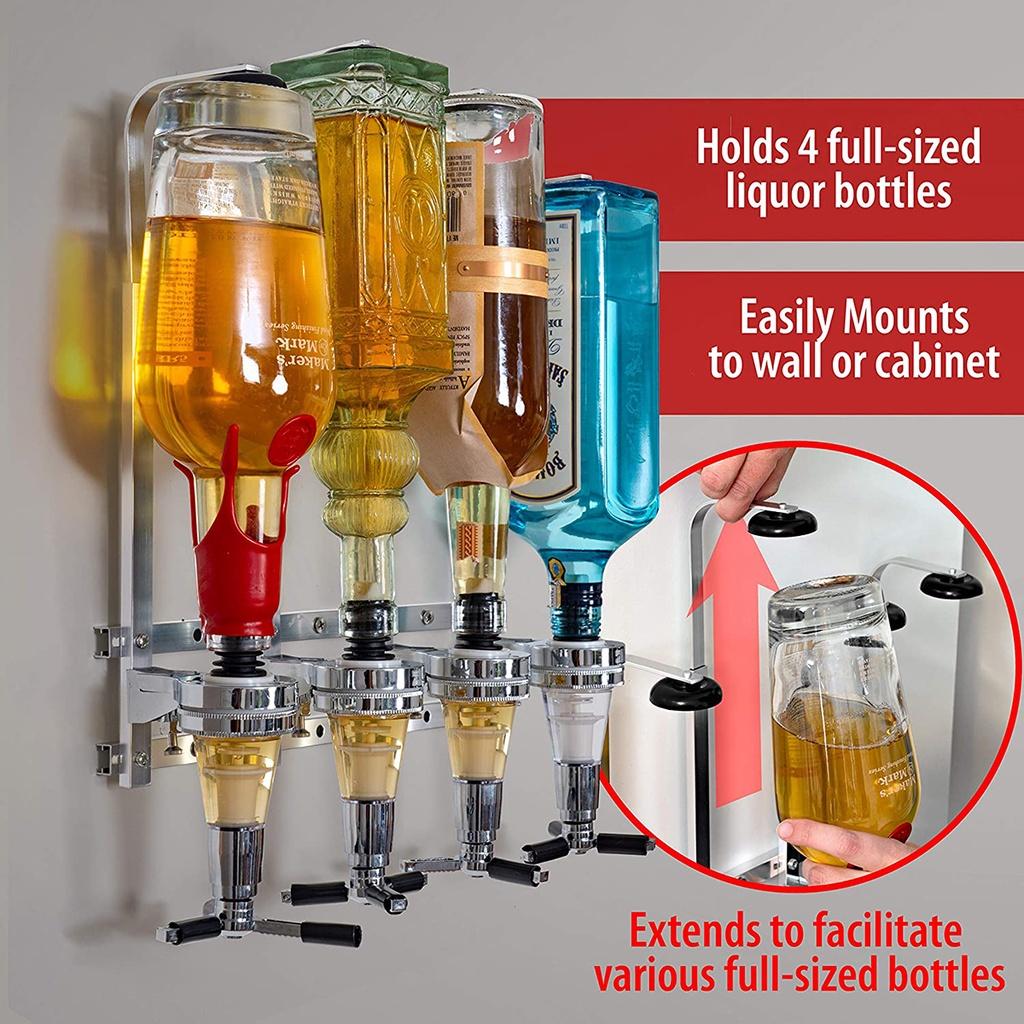 NEW Wall Mounted Cocktail Shaker Stand 4/6 Bottle Liquor Dispenser Wine Beer Alcohol Bar Beverage Dispenser Cocktail Alcohol