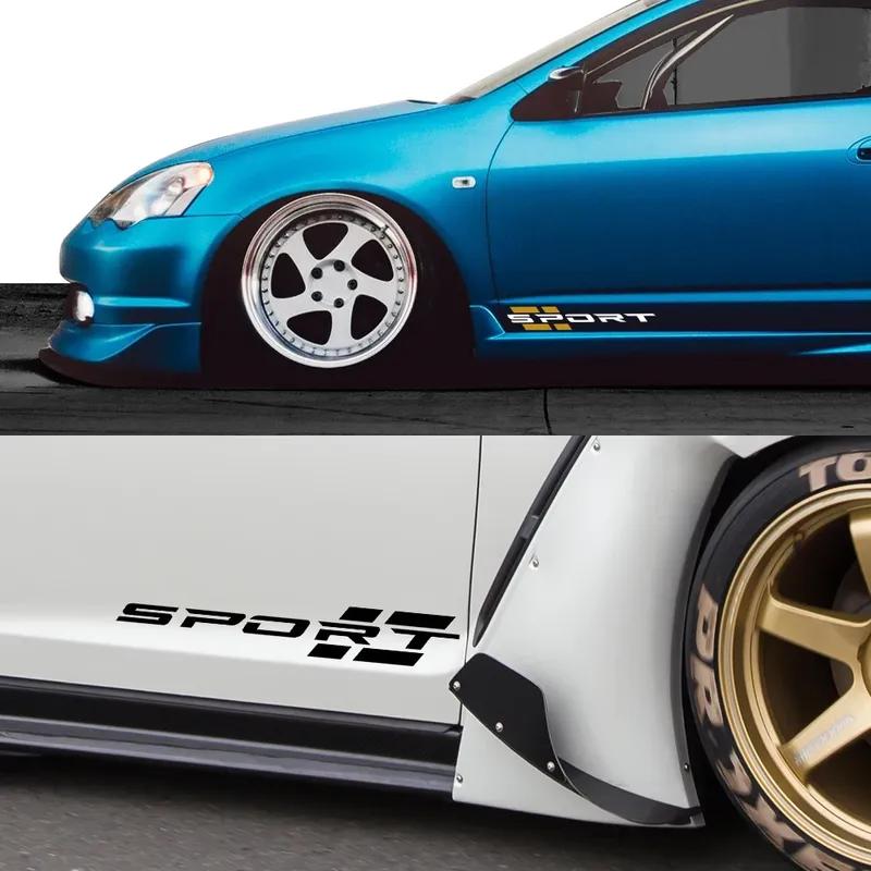 2PCS Car Body Side Skirts Sport Letters Stickers Vinyl Film Decals PVC Self-adhesive Car Body Exterior Decoration Accessories