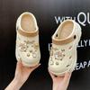 Pearl Chain Chunky Platform Sandals for Women Summer Thick Sole Beach Sandals Woman Flowers Non Slip EVA Clogs Garden Shoes