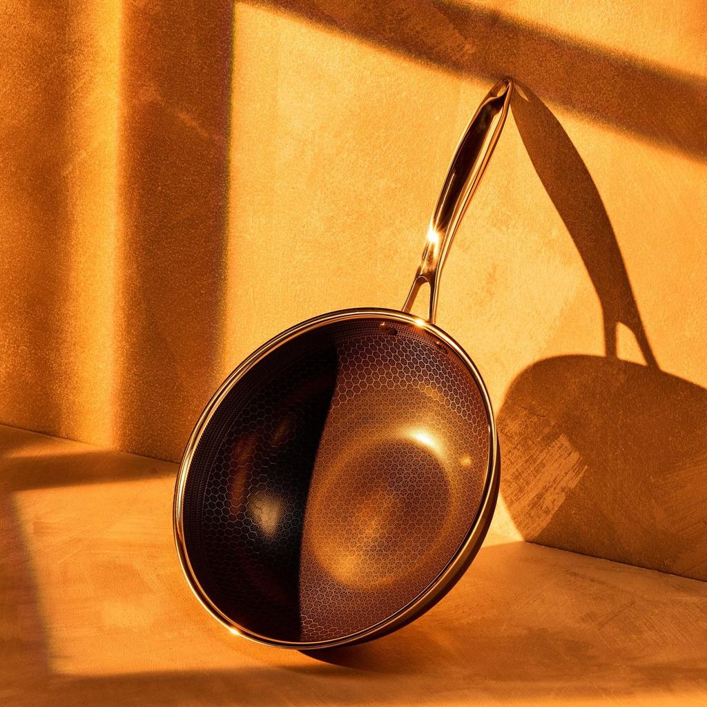 HexClad Hybrid Wok Safe Direct Sales Warranty Non-Stick [26cm] [Non-stick coating] IH/Oven/Dishwasher (Manufacturer Only, Included) [HexClad]