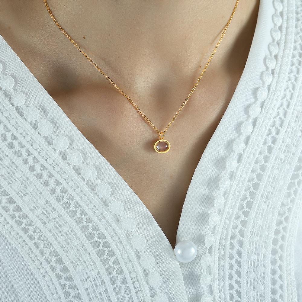 

French Retro Agate Necklace Collarbone Chain Niche Light Luxury Design Simple and Versatile Temperament New Accessories 2026 45CM