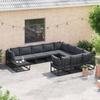 10 Piece Black Aluminum Garden Sofa Set with Cushions