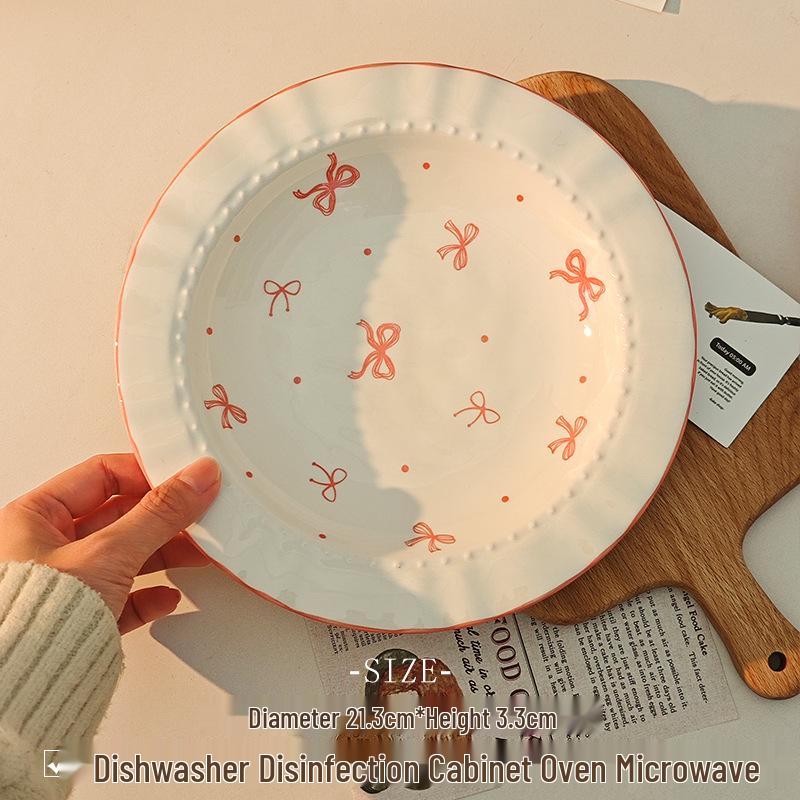 Schüssel mit Schleife Keramik Reisschüssel & Teller Set: Stilvolles Geschirr