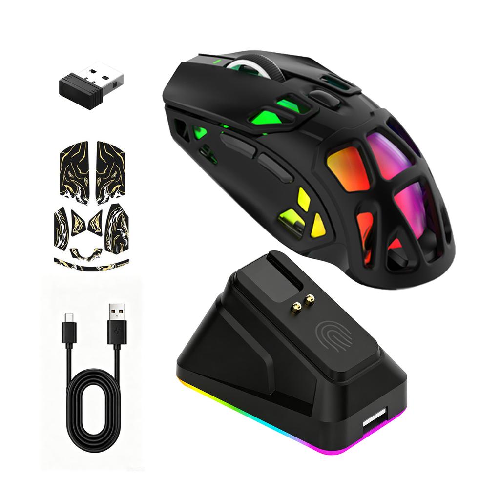X9pro Lightweight Gaming Mouse with RGB Charging Dock 3 Mode Wireless BT Mouse PAW3311 Sensor