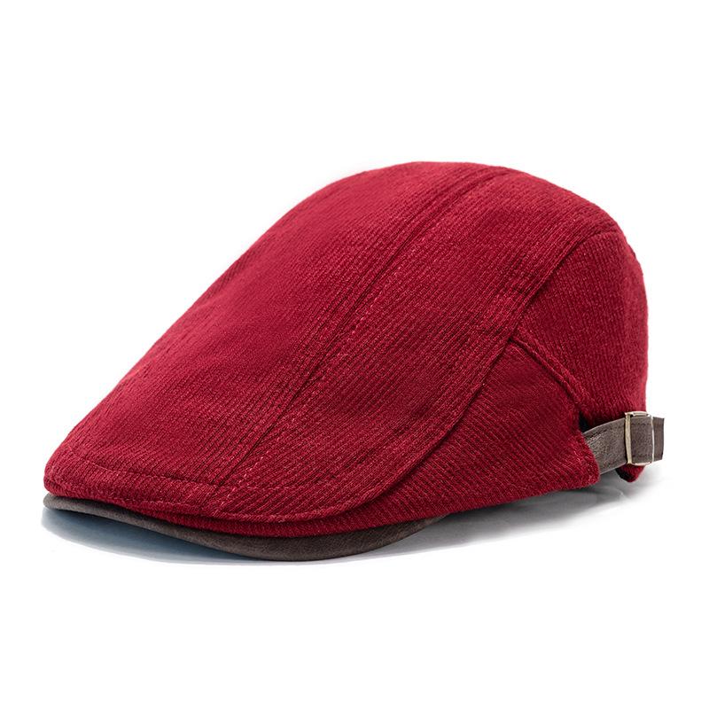 Autumn Winter Peaked Cap Men Vintage Corduroy Forward Cap Women's British Style Warm Beret Cap