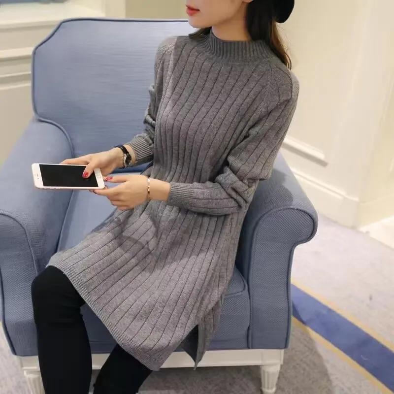 Women Spring and Autumn Long Sweater Pullovers Female Slim Knitted Unique Sweaters