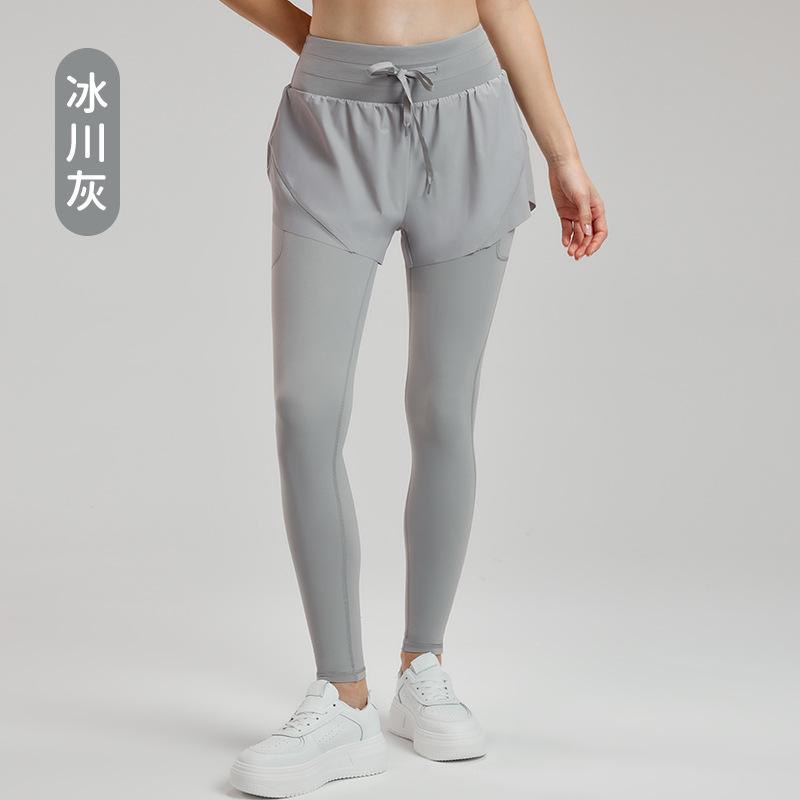 

Светоотражающие брюки для йоги из двух частей с высокой талией и кулиской, фитнес-брюки, повседневные универсальные беговые быстросохнущие облегающие спортивные штаны L