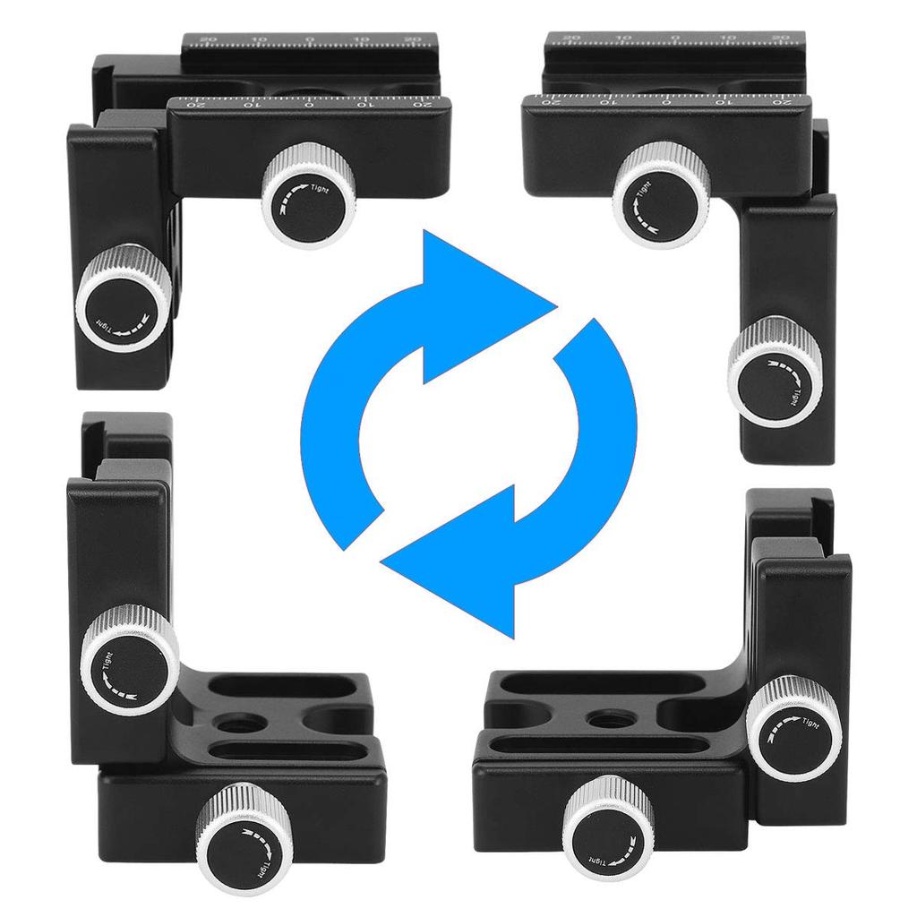 Haoge Right Angle 90 Double Quick Release with Screw for Arca Swiss RRS Benro Rail Plate Nodal Slide CP-RA90 Clamp, Degrees, L-Clamp 1/4" Thread,