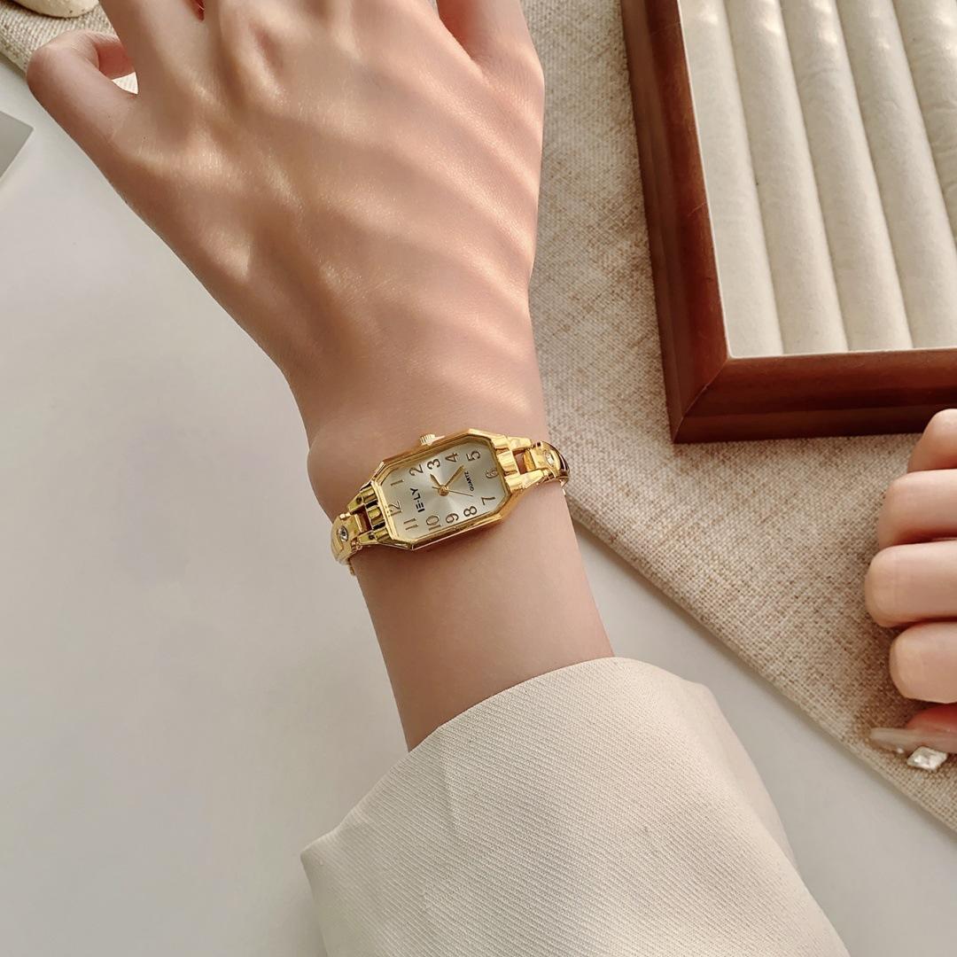 

Часы в стиле Old Money, легкая роскошь, золотые, женские кварцевые часы, универсальные часы для работы, ретро, маленькие золотые часы