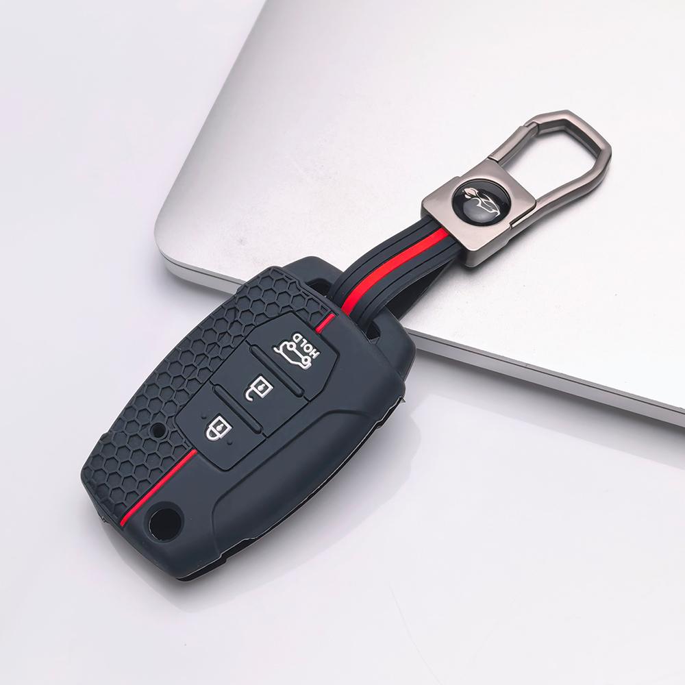 Key Fob Cover for SsangYong Korando Actyon Kyron Rexton Tivoli Musso with Keychain Anti-Scratch Guard Shockproof Protection Soft Grip Texture
