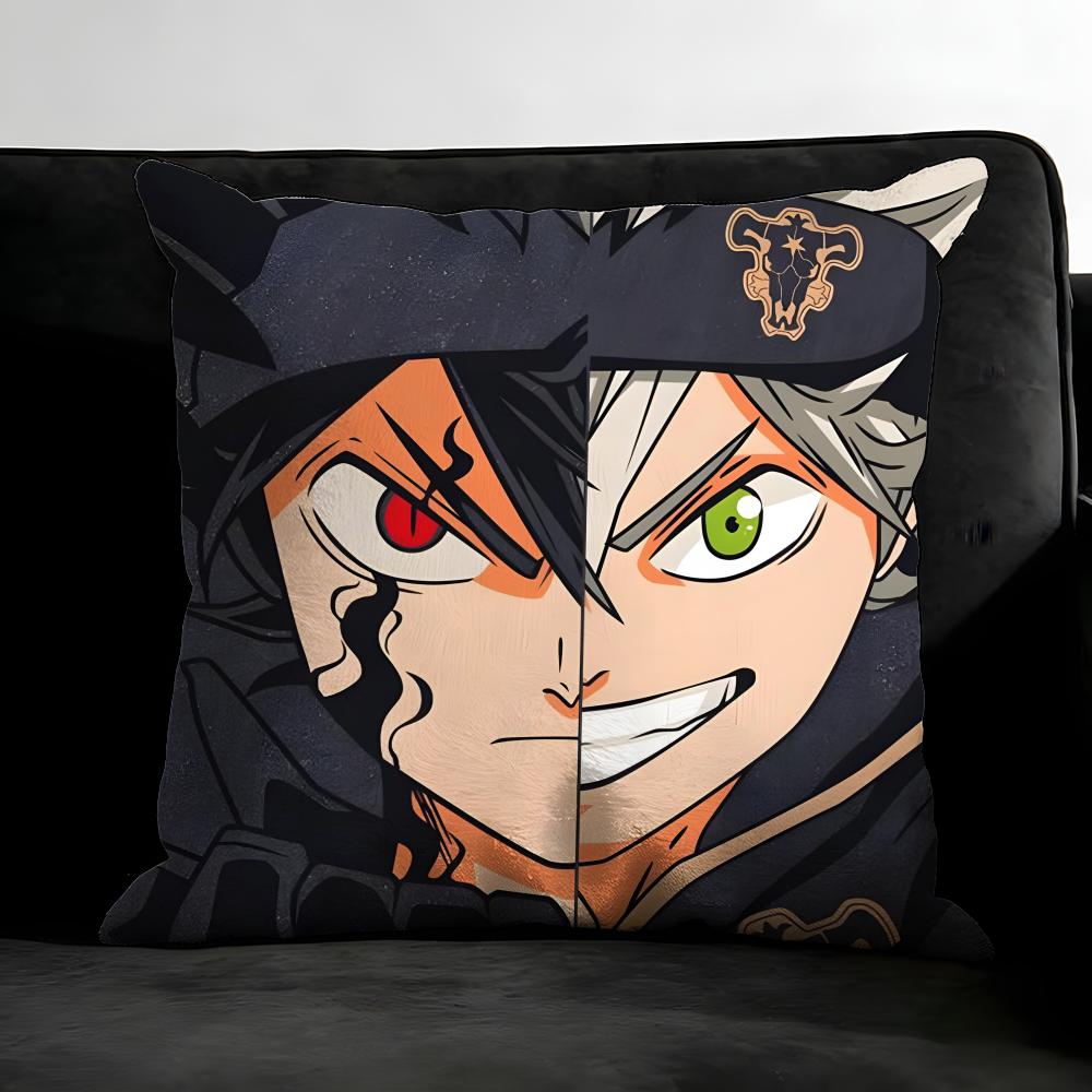B-Black C-Clover Anime Cushion Cover Pillowcase Ultra Soft Skin Friendly Fabric Cloud Like Comfort & Concealed Zipper