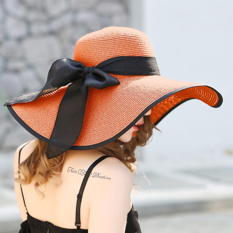 Beach hat shade summer straw hat big edge hat children foldable sun hat travel seaside versatile vacation