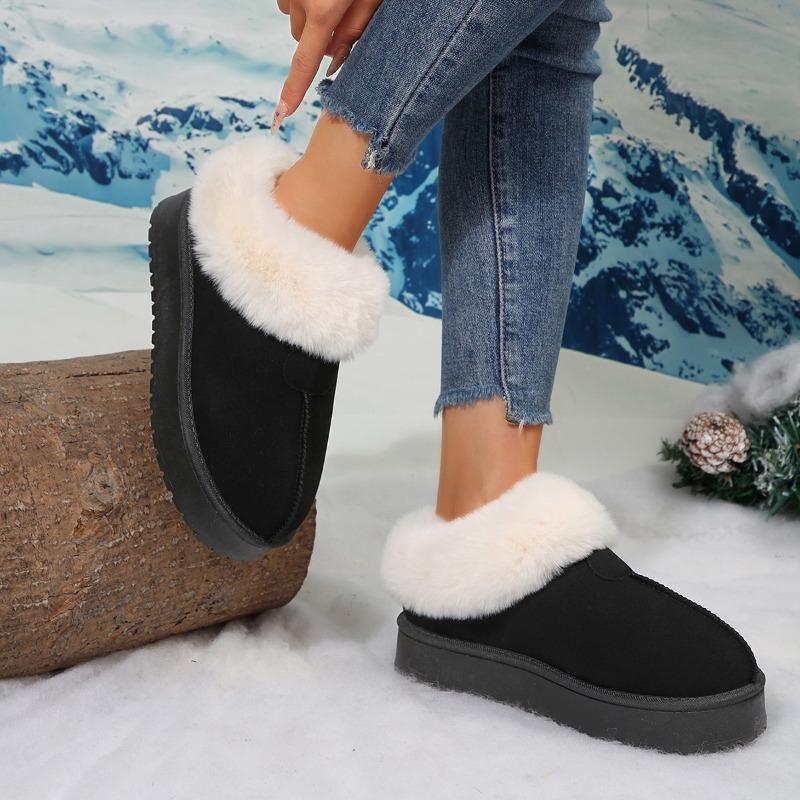New Cotton Slippers Round Toe Suede Warm Outside Platform Fleece Thickened Lightweight Anti-slip Snow Boots
