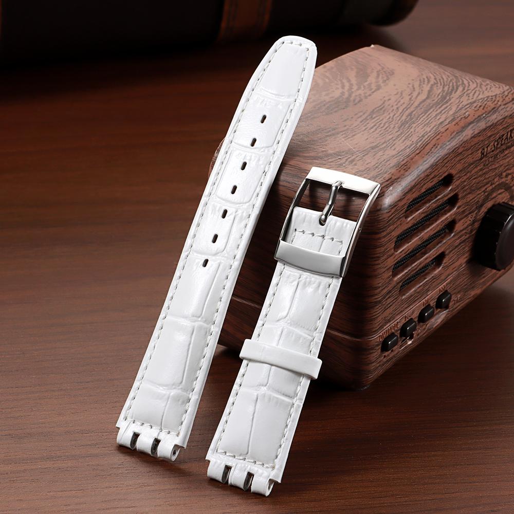 Genuine Leather Watch Strap 17mm 19mm for Swatch Replacement Band Vintage Brown Strap Men Women Sport Band Accessories Bracelet