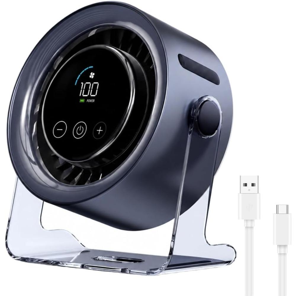 USB Desktop Fan for Bedroom, 2026 Upgraded Version, 100 Wind Speed Settings, Digital Display, Silent Desktop Fan with Turbo Airflow, 120° Rotation.