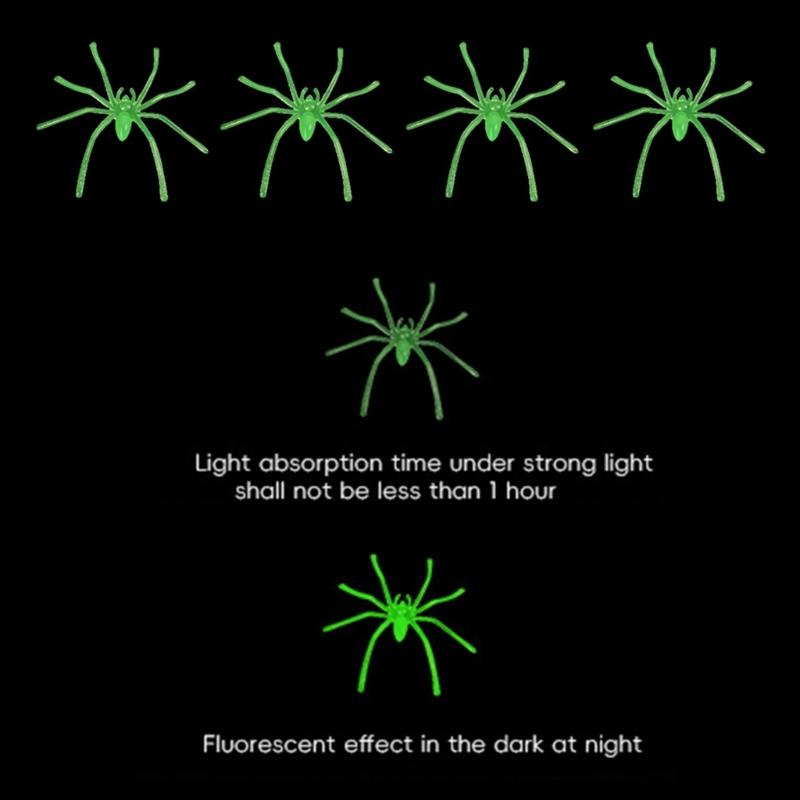 20/50PCS Halloween Spiders Figurine Props Noctilucence Spiders Props Light Up Realistic Spiders Party Favor Bag Fillers