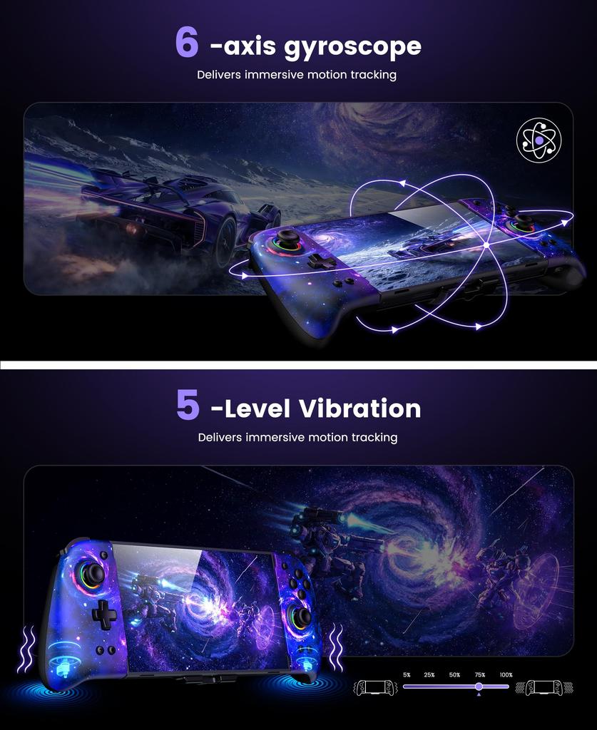 Switch 2 Controller with RGB Macro Handheld Grip Controller Program Gyro Turbo 1000mAh High compatible with Switch [Upgraded Version] Lights,