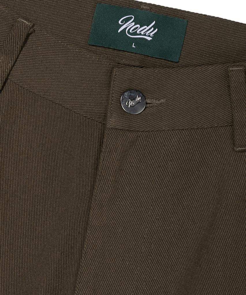 NODU Adn Wide Curved Cut Daily Cotton Pants [Brown]