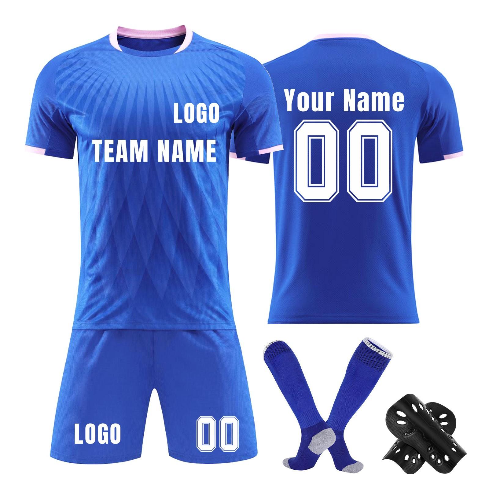 

Комплект персонализированных рубашек для мужчин и девочек с именем и номером, футбольные майки на заказ для мальчиков, тренировочный костюм S синий