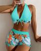 European & American Print Backless Bikini Swimsuit