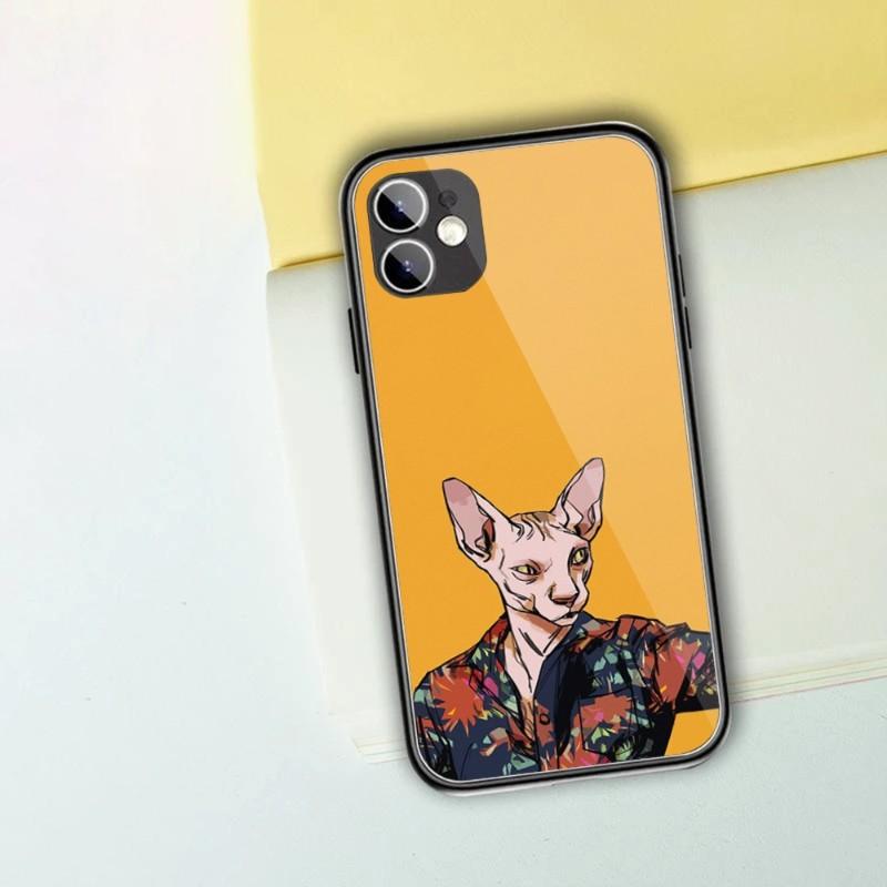 

Крутой чехол для телефона Sphynx Cat Art для iPhone 14 13 12 11 XS X 8 7 6 Plus Mini Pro Max SE 2022 черный чехол для телефона из поликарбоната и термополиуретана iPhone SE 2020-2022