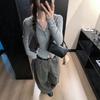 Cardigan Chic Gris Amincissant à Capuche pour Femme - Manches Longues Mode Automne/Hiver
